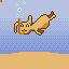 Rabbit in the sea. icon/pixelart