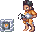 Chell and Companion Cube icon/pixelart