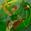 A wingned man with a sacred sworld