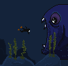 diver and tuna icon/pixelart