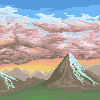 Colorful Mountain Range icon/pixelart
