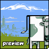 family photograph with skyline and stuff icon/pixelart