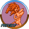 Naked woman with grotesque breasts  icon/pixelart
